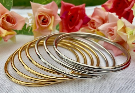 Buy Plain Stainless Steel Bangles in Silver and Gold Stainless