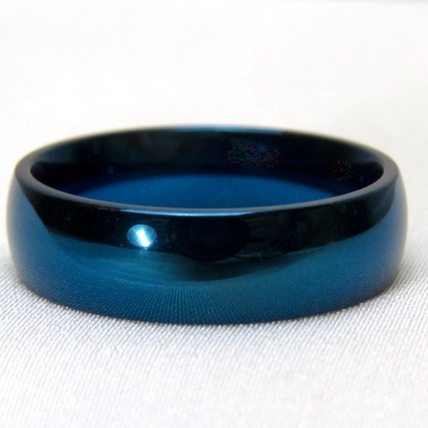 simple BLUE ring, stainless steel band, SIZES 6, 7, 8, thumb pinky ring, 6mm wide, blue bands, friendship ring, blue bands