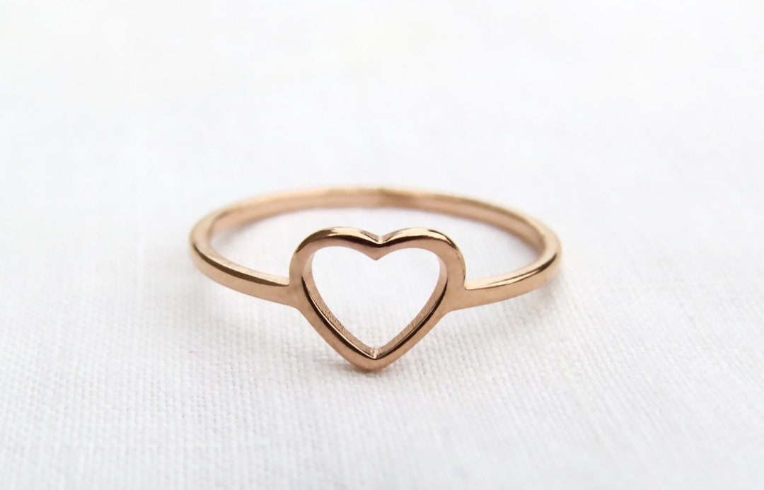 Simple Open Heart Ring, Rose Gold Heart Rings, Delicate, SIZES 6, 7, 8 ...