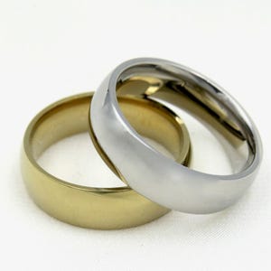 simple gold or silver ring, stainless steel bands, SIZES 5, 6, 7, 8, 9, thumb pinky ring, 6mm or 12mm wide, silver bands, friendship ring
