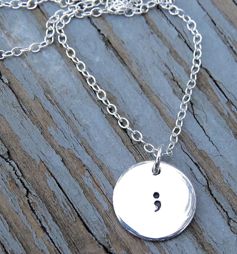 Semicolon necklace gold semicolon charm gold silver bronze Etsy