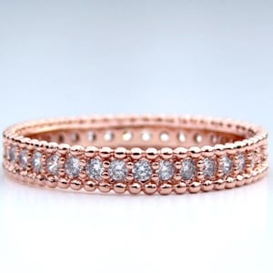 Rose Gold Ring, Minimalist Ring, Cubic Zirconia, 4mm Rose Gold Ring for Women, Stacking Ring, Friendship Ring, Rose Gold Band