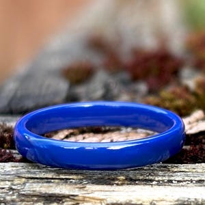 Blue Ceramic Ring, Minimalist 3mm Band, Stacking Friendship Ring