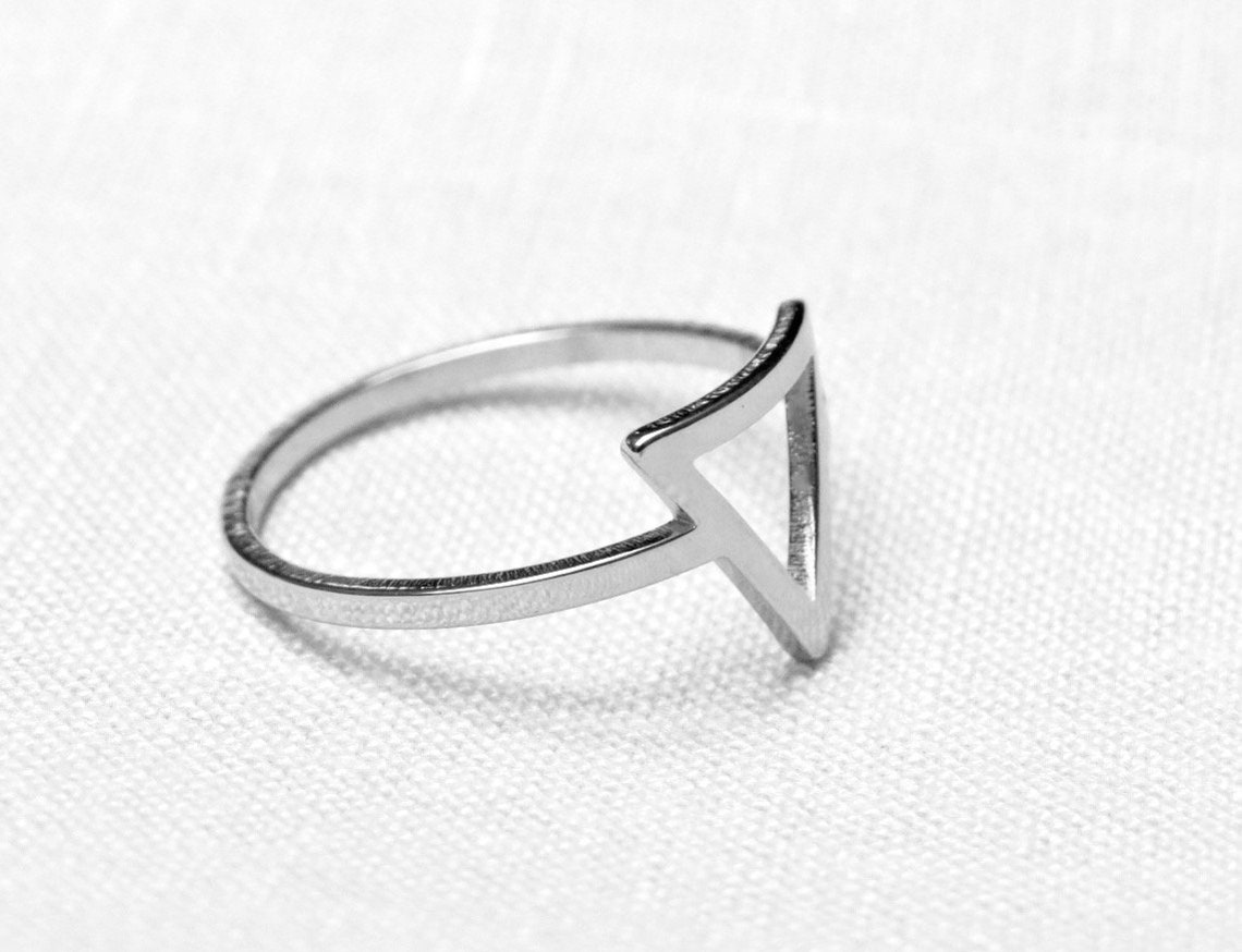 Simple Open Triangle Ring, Gold and Silver Rings, Delicate, SIZES 6, 7 ...