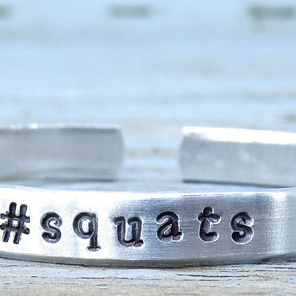 fitness jewelry, #squats bracelet, workout motivation, fitness motivation, she squats, beast mode, personalized, aluminum