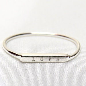 simple love ring, silver bar ring, silver love rings, delicate, SIZES 5, 6, 7, stainless steel rings, promise ring, friendship ring