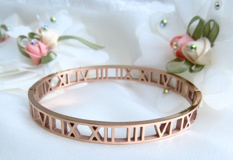 Roman Numeral Bracelet, Roman Number Bangles, Stainless Steel Bracelet