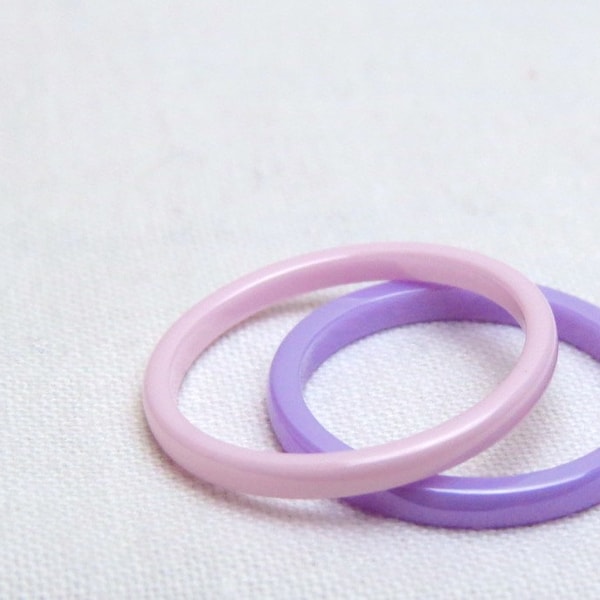 ceramic pink or purple ring, thin ceramic stacking rings, SIZES 6, 7, 8, and 9, 2mm lavender or pink ring, friendship rings, pinky rings