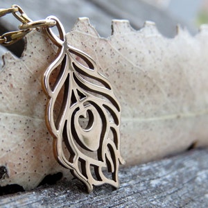 peacock necklace, peacock feather pendant, minimalist necklace, friendship necklace, bronze necklace, gold charm jewelry, minimalist jewelry