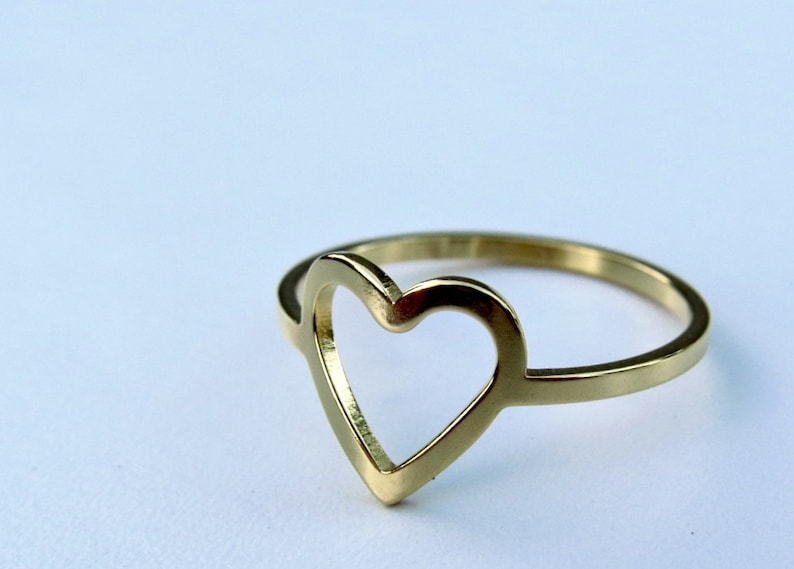 Simple Open Heart Ring Gold and Silver Rings Delicate SIZES - Etsy