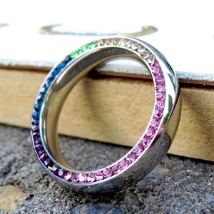 Rainbow Ring, Gay Pride Ring, Thick Ring, Stainless Steel Ring, Friendship Ring, Thick Band, Rainbow Cubic Zirconia