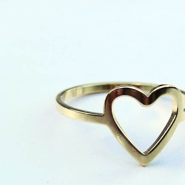 simple open heart ring, gold and silver rings, delicate, SIZES 6, 7, 8, 9 stainless steel rings, promise ring, friendship rings