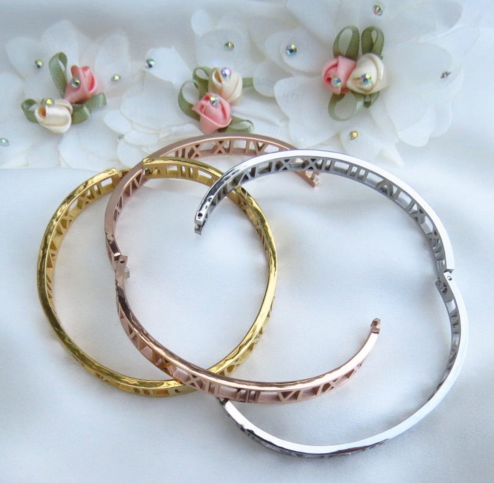 Roman Numeral Bracelet, Roman Number Bangles, Stainless Steel Bracelet
