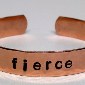 FIERCE handstamped bracelet, fierce bangle, personalized bracelet, word bracelet, aluminum or copper, textured