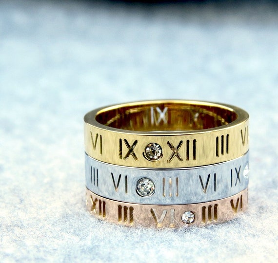 Custom Legacy Roman Numeral Wedding Ring Band in 18k Gold 9mm