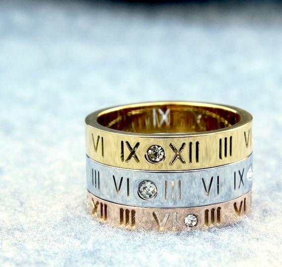 Custom Legacy Roman Numeral Wedding Ring Band in 18k Gold 9mm