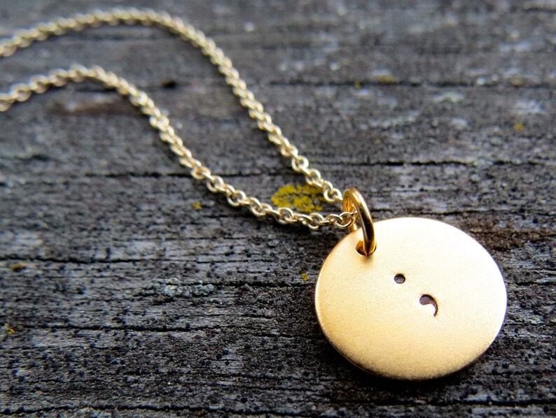 Semicolon necklace gold semicolon charm gold silver bronze Etsy