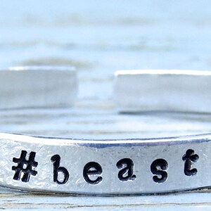 beast bracelet, beast, fitness jewelry, workout, beast mode, handstamped bangle, fitness motivation, workout gift, fitness gift image 2