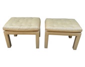 Pair of Silk Pillow Top Ottomans or Stools