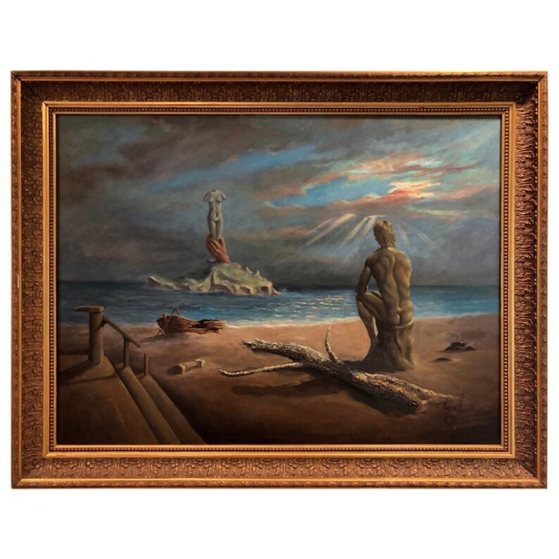 SOLD,Surrealist Salvador Dali style Oil on Canvas Signed Hernandez
