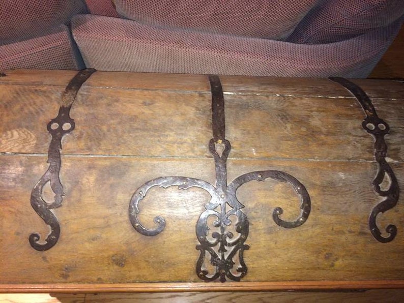 Large Dome Pine Trunk with Ornate Ironwork