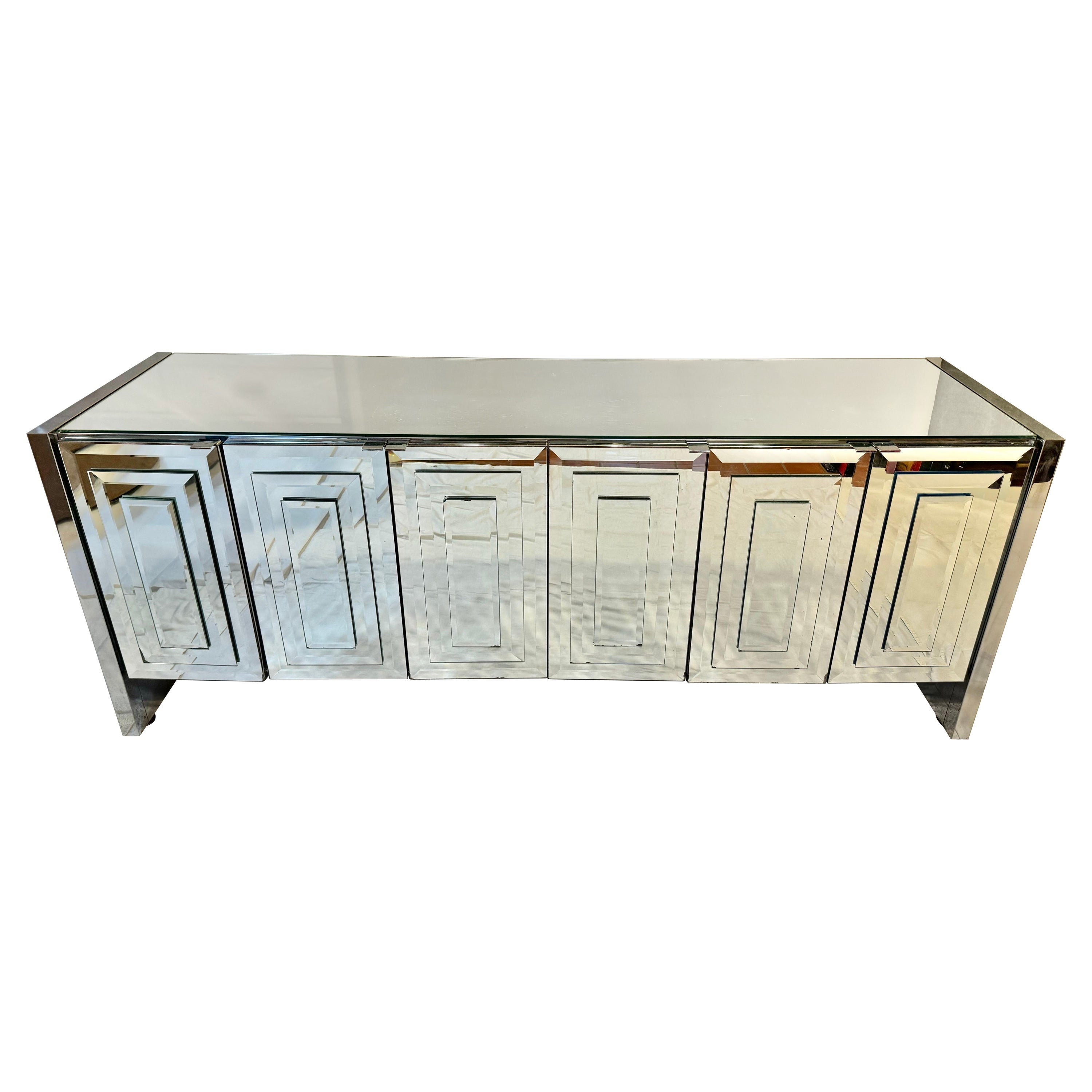 Modern mirrored credenza discount