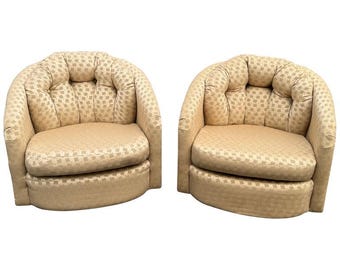 Pair of Champagne Colored Swivel Chairs
