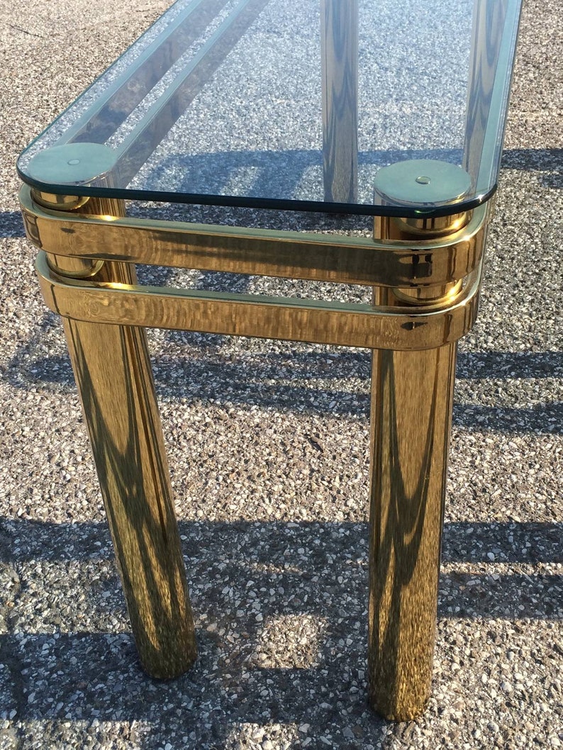 SOLD-Hollywood Regency Brass Console or Sofa Table by Pace