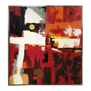 Large Abstract Oil on Canvas by Lee Reynolds Burr For Vanguard Studios
