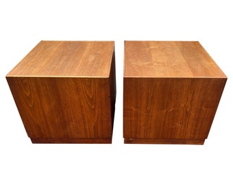 Pair of Mid Century Walnut Cube Tables