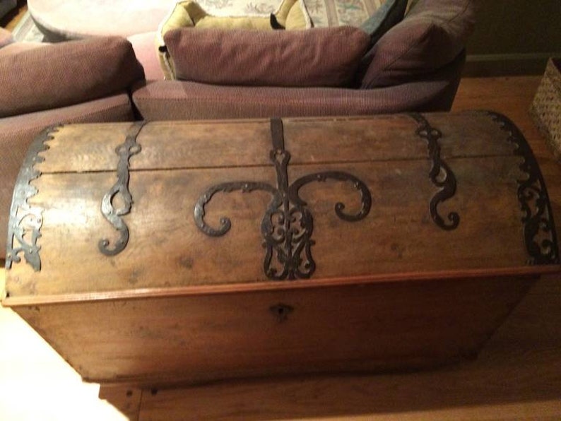 Large Dome Pine Trunk with Ornate Ironwork