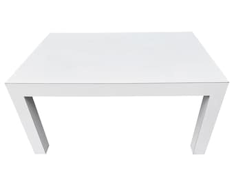 Mid-Century Modern White Laminate Parsons Table
