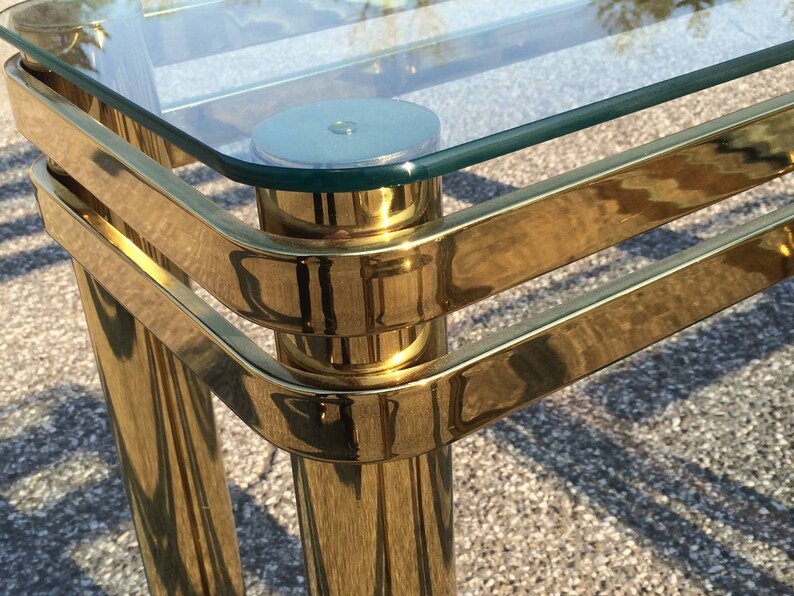 SOLD-Hollywood Regency Brass Console or Sofa Table by Pace