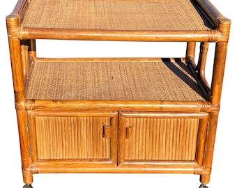 Boho Chic Rattan and Wicker Bar Cart