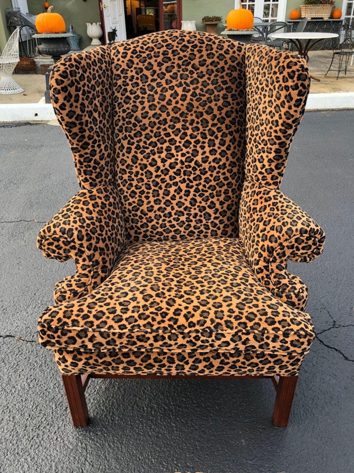 Animal Print Wingback Chair and Ottoman Etsy