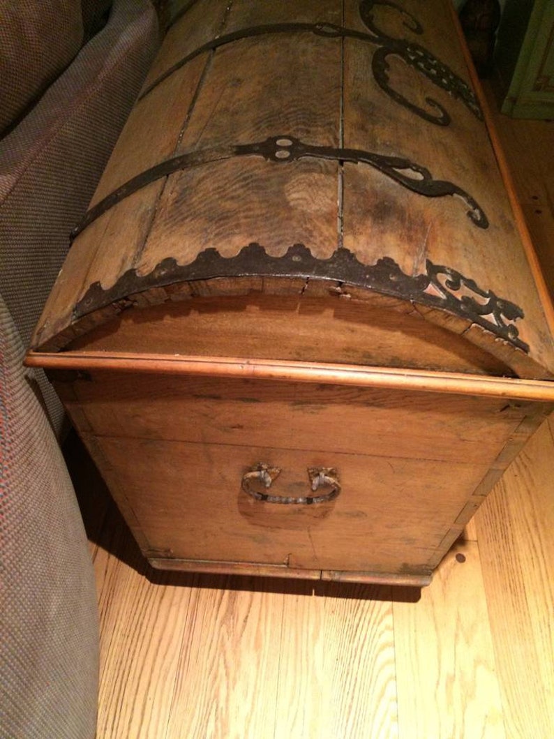 Large Dome Pine Trunk with Ornate Ironwork