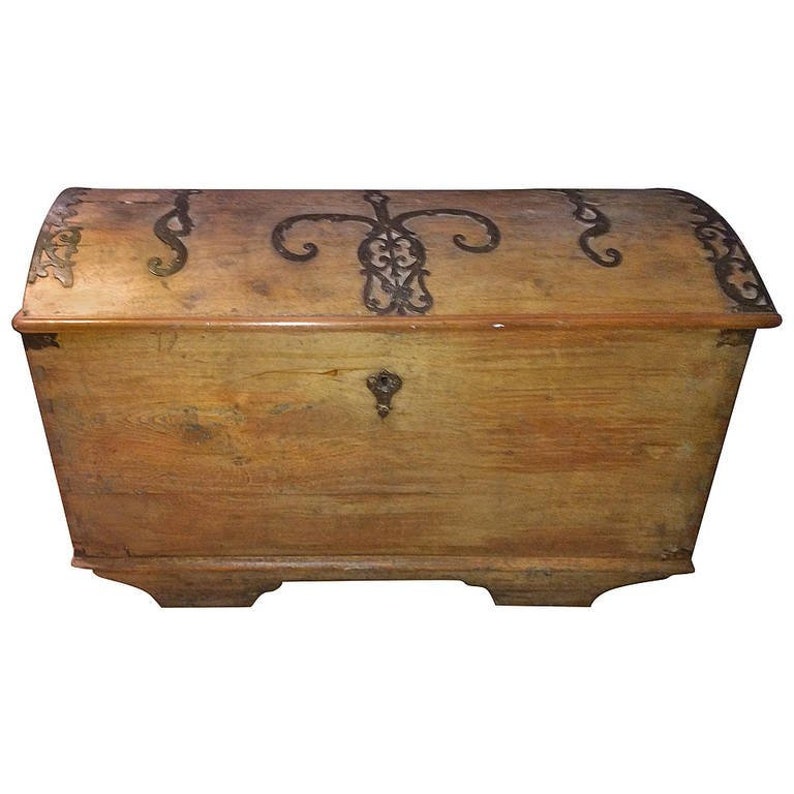 Large Dome Pine Trunk with Ornate Ironwork