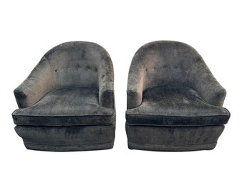 Pair of Custom High End Brown Swivel Club Chairs