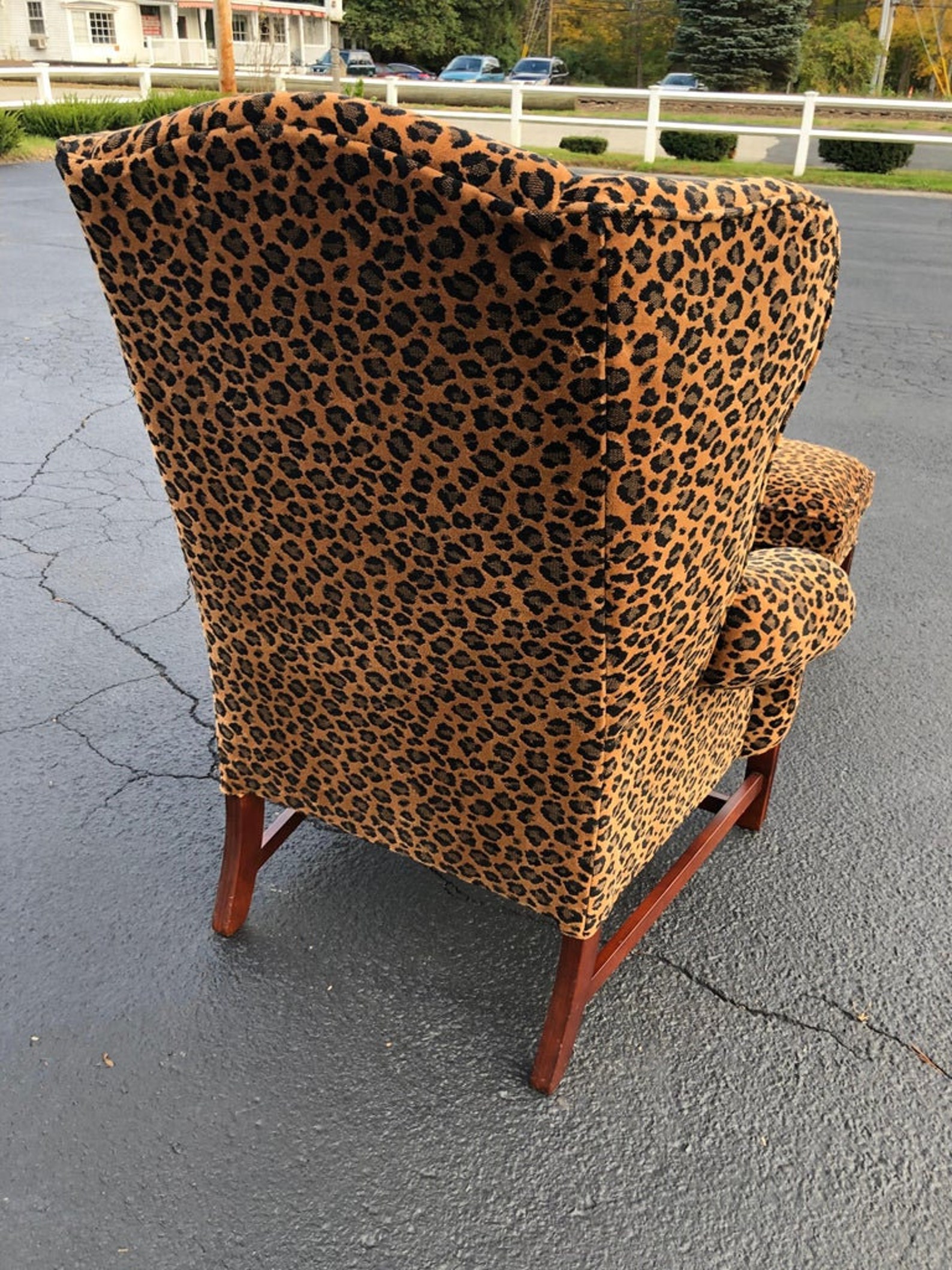 Animal Print Wingback Chair and Ottoman Etsy