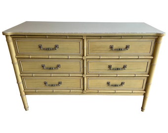 Natural Wicker Dresser by Henry Link 58” Long - Vintage Lexington