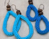 Unique knit earrings / statement earrings / crochet earrings / yarn earrings / fiber earrings / hoop earrings handmade