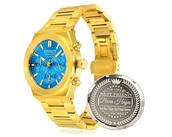 ETERNITY CHRONOMETRIC NAVIGATOR™ Relógios masculinos personalizados. Capa traseira personalizada gravada, vem com caixa de presente e ferramenta de ajuste. Presente de casamento
