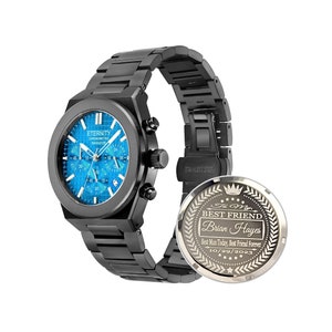 ETERNITY CHRONOMETRIC NAVIGATOR™ Personalized Men&#39;s watches. Custom engraved back cover, Comes with gift box & adjustment tool. Wedding gift