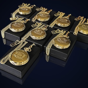 8 Laser gravierte Taschenuhren - Trauzeuge Geschenk - Personalisierte Taschenuhr - 8 Laser gravierte Taschenuhren - Hochzeitsgeschenk - Sie oder Ihn