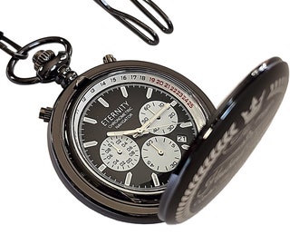 Eternity Chronometric Navigator pocket watch, Engraved Gifts for him, Personalized birthday or wedding gift. Men&#39;s gift sets