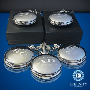 6 Groomsman gifts Silver engraved pocket watches - 6 Silver finish pocket watches - Personalized engraved gift - Wedding gifts for him