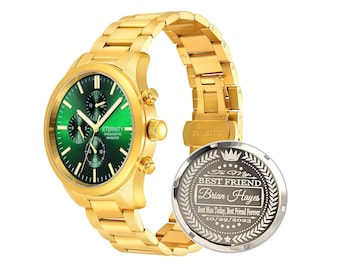 ETERNITY CHRONOMETRIC NAVIGATOR™ Personalized Luxury Men's watch. Engraved back cover, Comes with gift box & adjustment tool. Wedding gifts