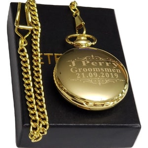 Engraved Gold pocket watch-Groomsman gift-Best Man gift-Usher gift-Officiant gift-Wedding gift-Brother in law gift-personalized his and her