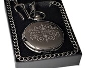 Custom Pocket watch, Personalized Pocket watch, Mens gift, Husband and Best Man gift, Birthday Gift, Black pocket watch, Groomsman gift