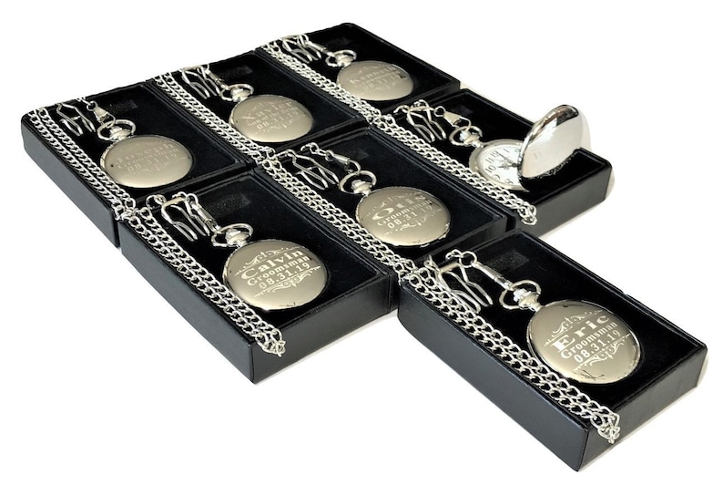 8 Engraved Gold Pocket Watches Mens Pocket Watches Gift Box Etsy